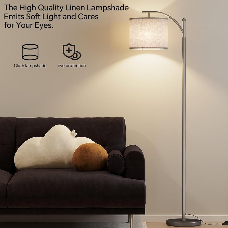 SUNMORY Arc Floor Lamp,Modern Floor Lamp with 9W 3 Color Temperatures Bulb,Metal Standing Lamps with Adjustable Hanging Lampshade,Tall Floor Lamps for Living Room,Bedroom,Office - Image 5